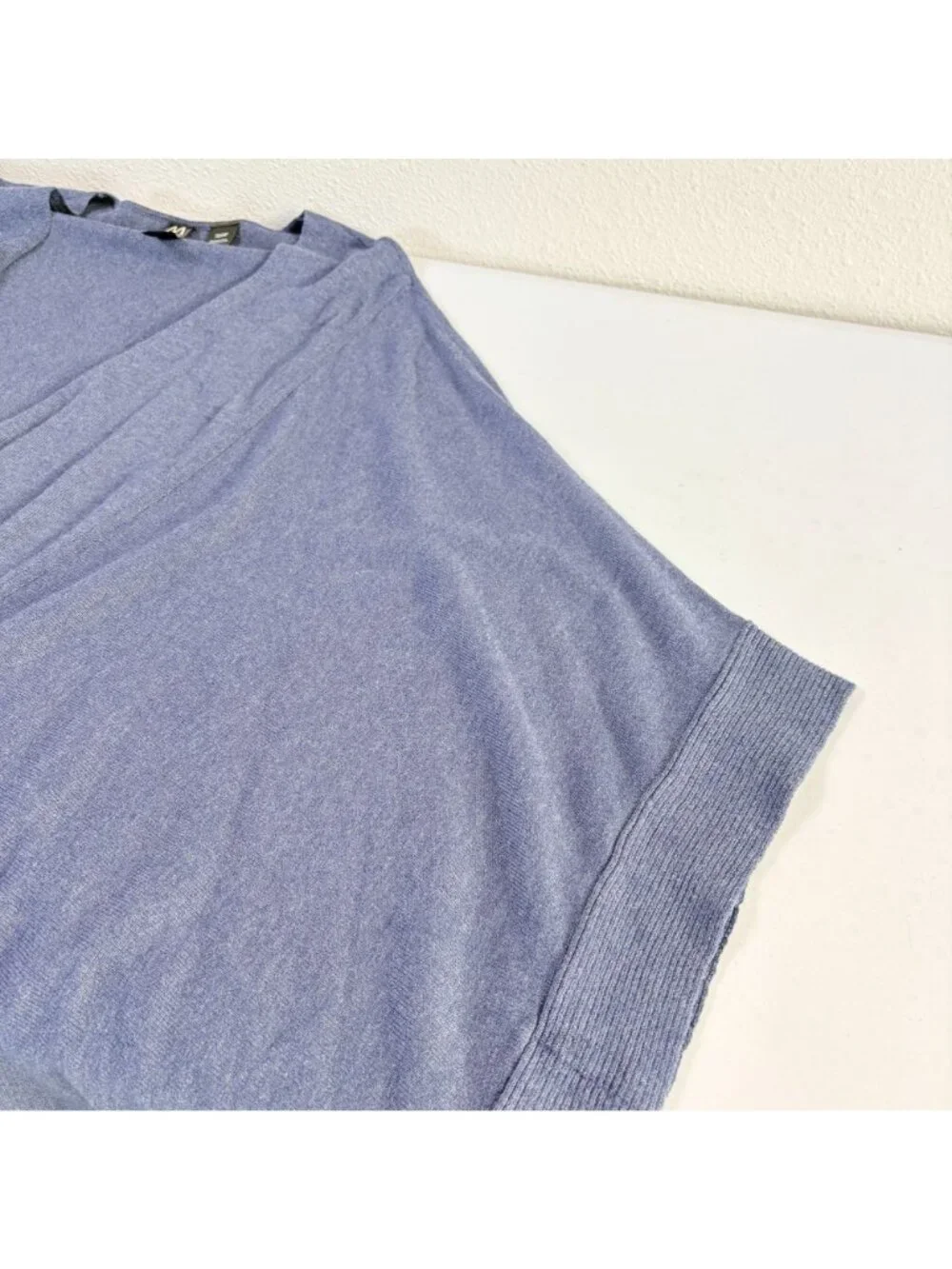 Maria Wynne Sweater Poncho‎ Womens 2X 3X Blue V Neck Kimono Sleeve Oversized